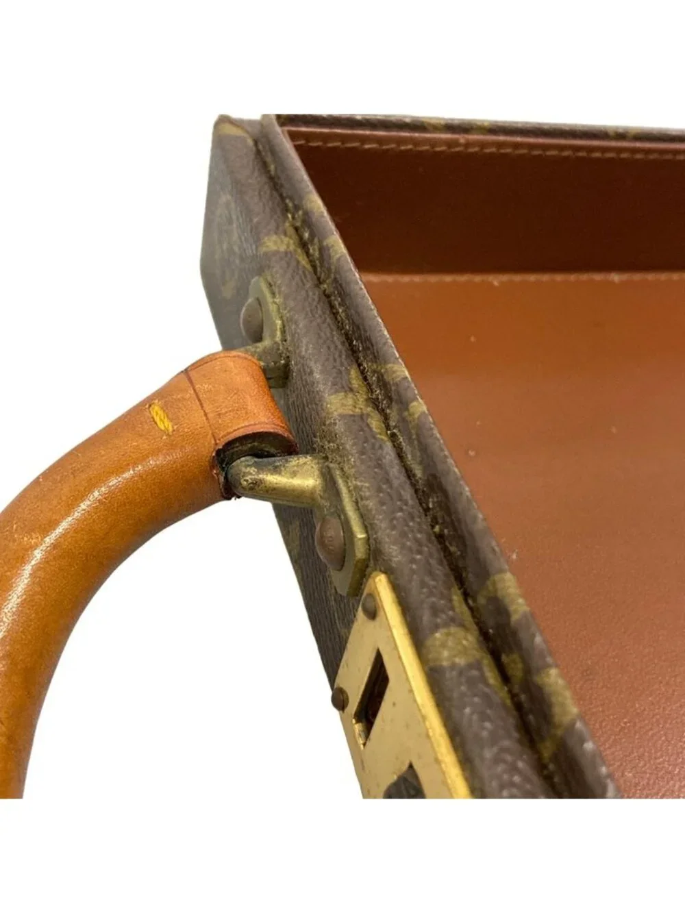 Louis Vuitton Attache Case Monogram Vertical Lock Number Handbag
